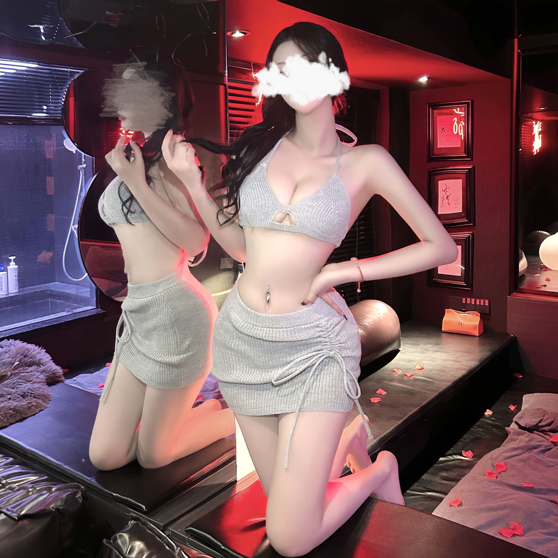 火辣制服分体毛衣