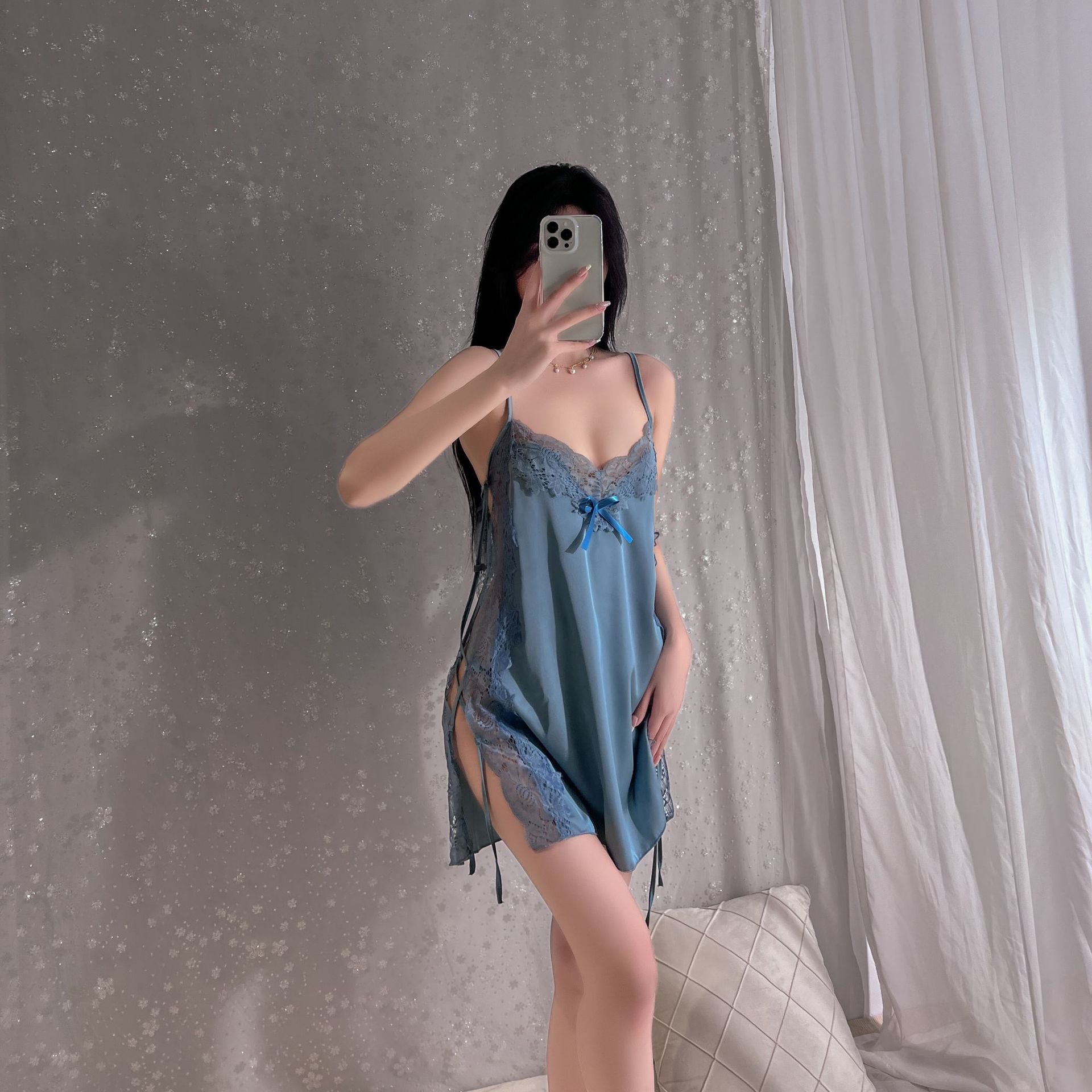 诱惑挑逗免脱蕾丝套装衣服