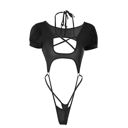 放肆激情|纯欲交叉绑带蜜胸开档连体衣