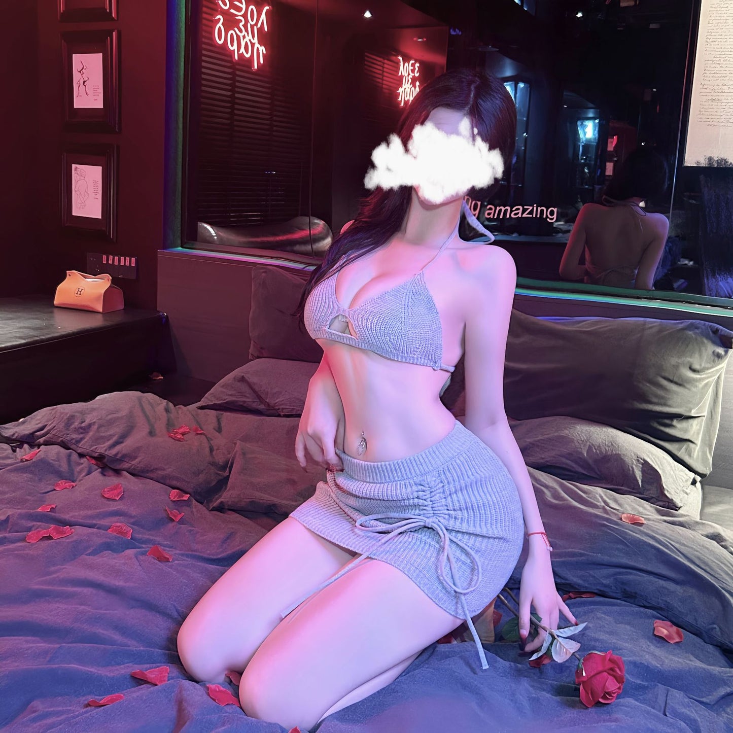 夜店也能穿|火辣制服分体毛衣