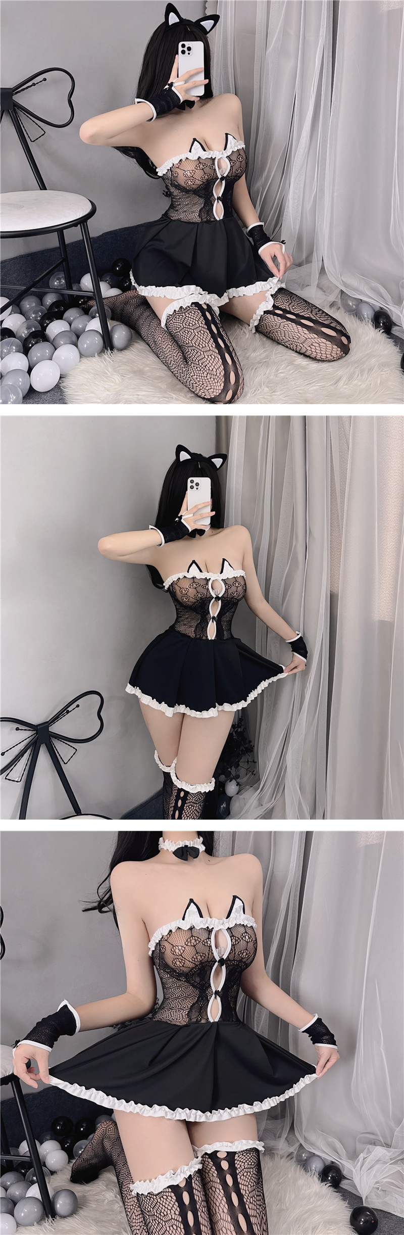 性感情趣内衣蕾丝猫女郎学生套装诱惑纯欲